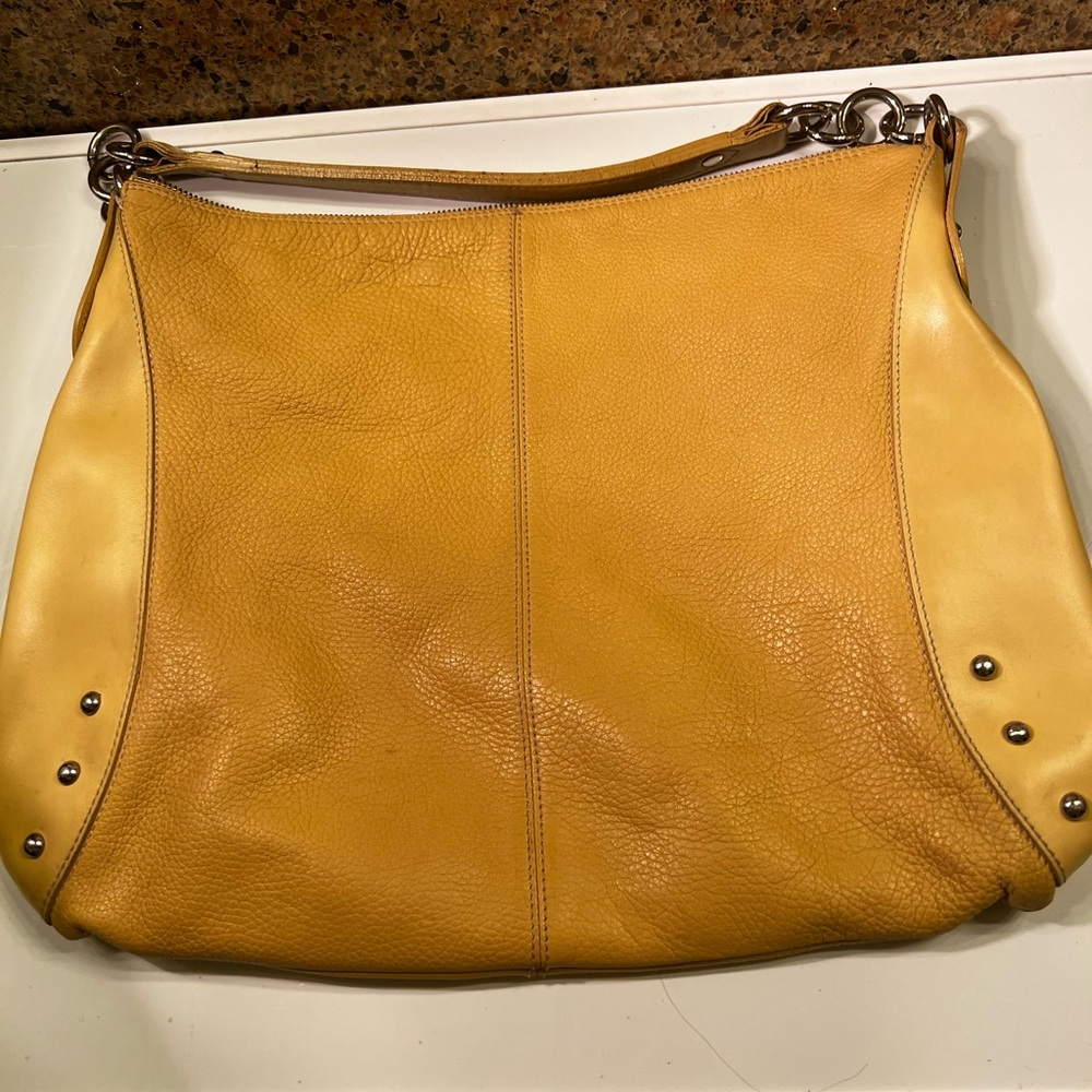 Furla Vintage Buttercup Pebbled Leather Shoulder Bag Hobo 16”x12” Preowned - Picture 16 of 16